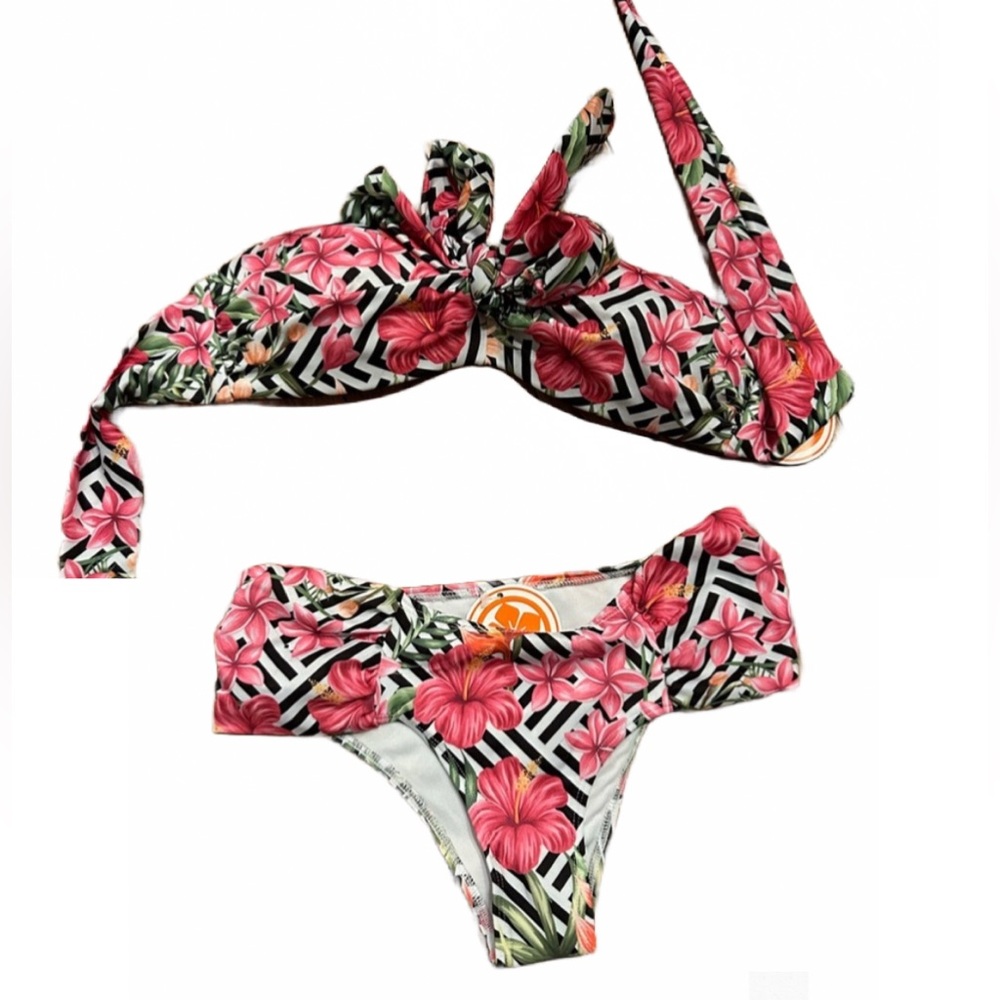 NWT Floral Print Two-Piece Bathing Suit